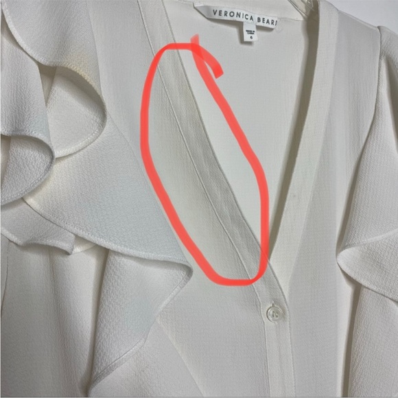Veronica Beard Ruffle Shoulder Top Button Down 6 White - Picture 8 of 12